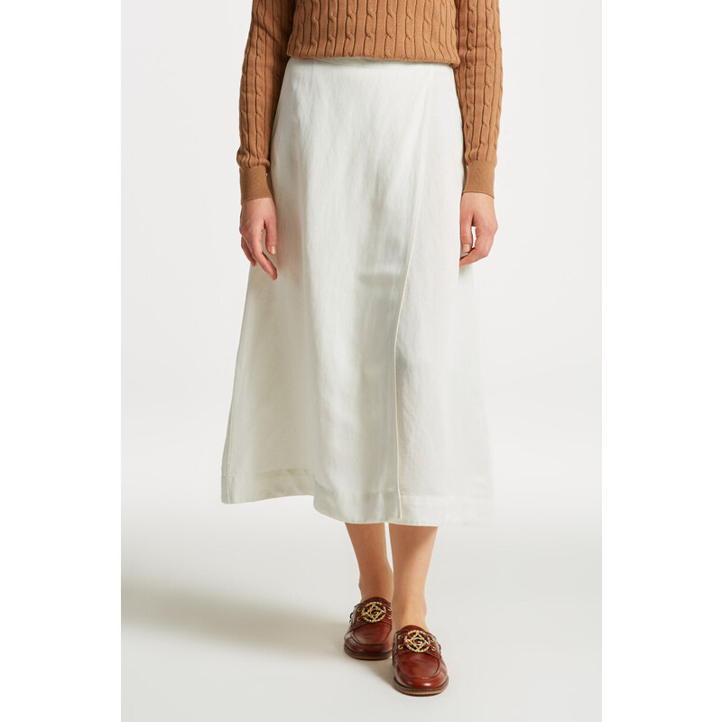 SUKNĚ GANT LINEN VISCOSE MIDI SKIRT bílá S