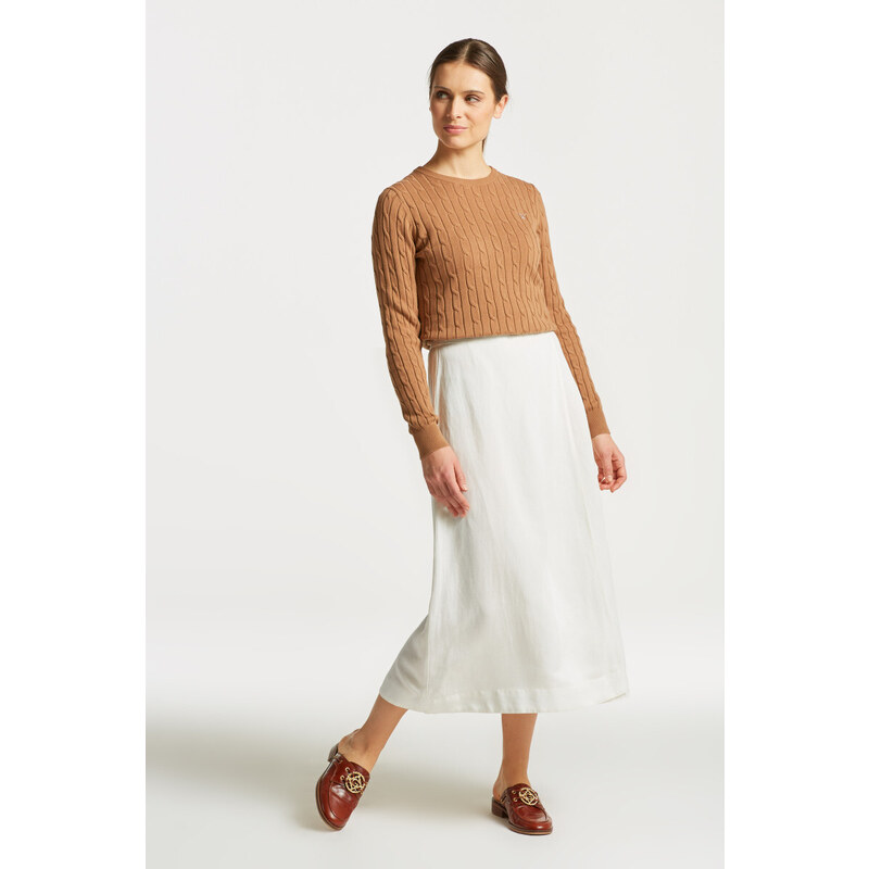 SUKNĚ GANT LINEN VISCOSE MIDI SKIRT bílá S