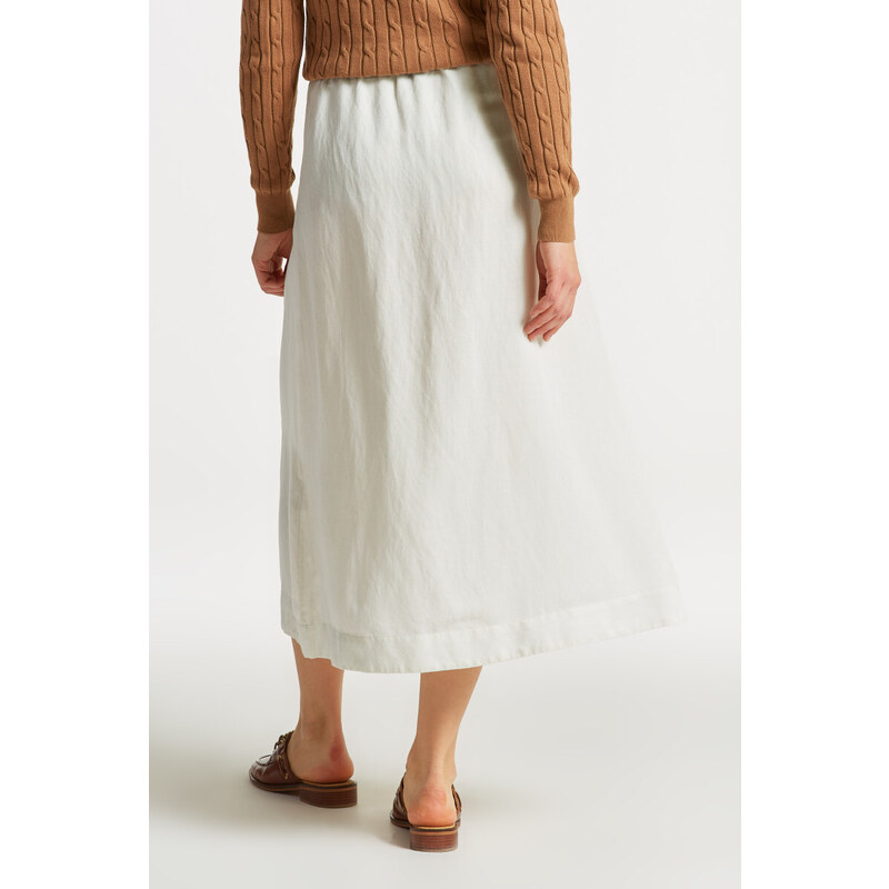 SUKNĚ GANT LINEN VISCOSE MIDI SKIRT bílá S