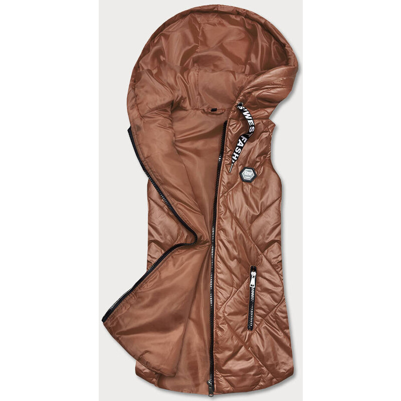 S'WEST Dámská vesta v karamelové barvě s kapucí (B0130-22)