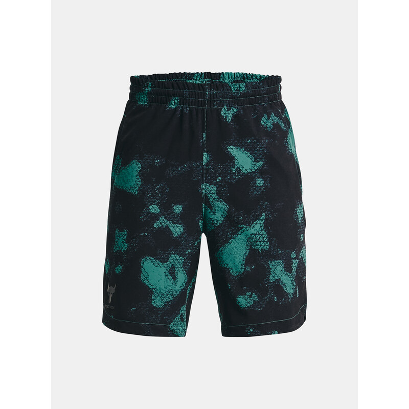 Zeleno-černé klučičí kraťasy Under Armour Project Rock Printed