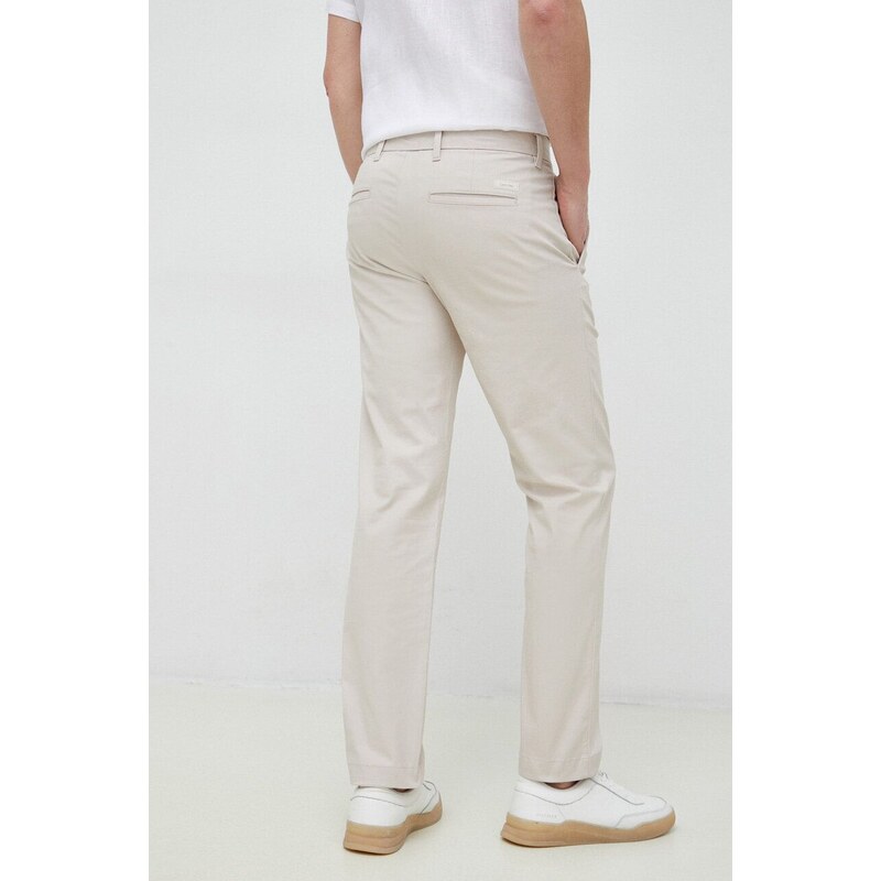 Kalhoty Calvin Klein pánské, béžová barva, jednoduché