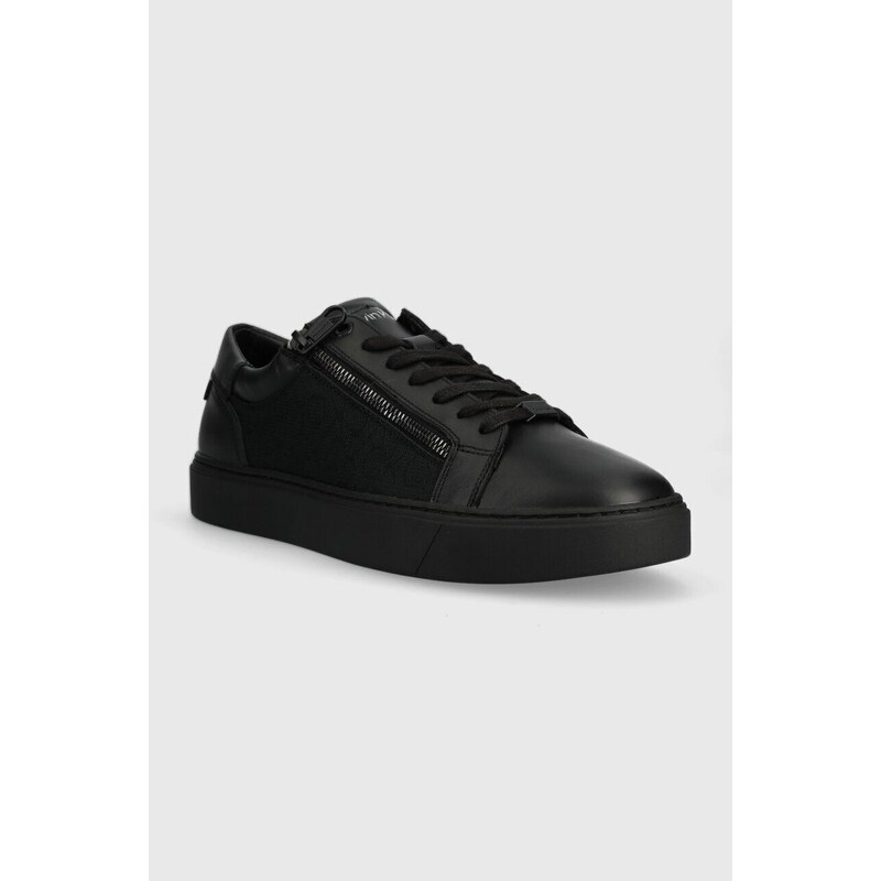 Sneakers boty Calvin Klein LOW TOP LACE UP W/ZIP MONO JQ černá barva, HM0HM01013