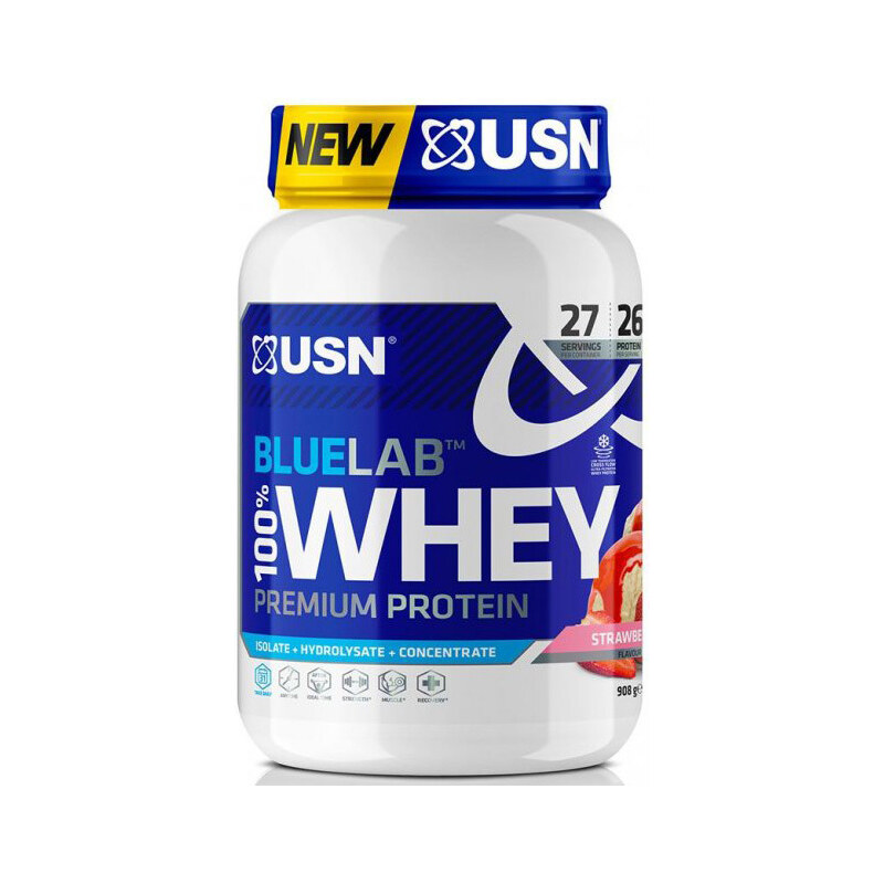 Proteinové prášky USN BlueLab 100% Whey Premium Protein malina 908g blw06
