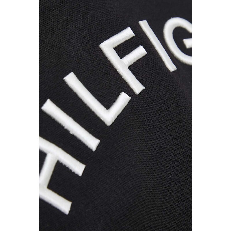 Mikina Tommy Hilfiger pánská, černá barva, s kapucí, s aplikací