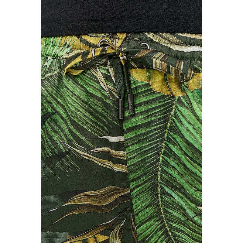 Kalhoty Guess VIOLA dámské, zelená barva, jednoduché, high waist, W3GB13 WD8G2