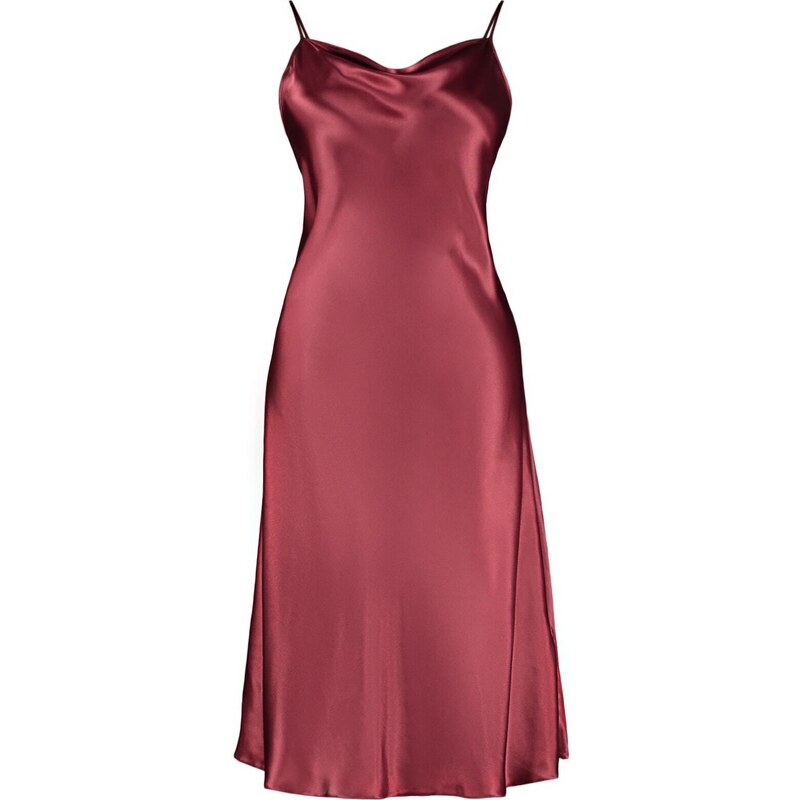 Trendyol Curve Claret Red Straps, Satin Woven Back Detailed Nightgown