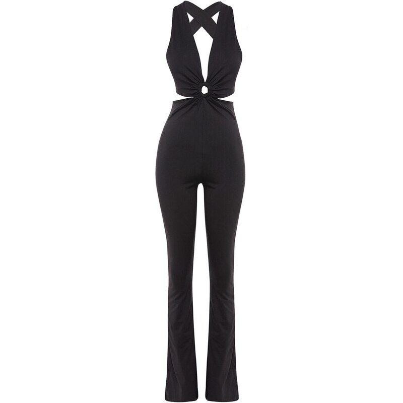 Trendyol Black Knitted Overalls With Window/Cut Out Detailed