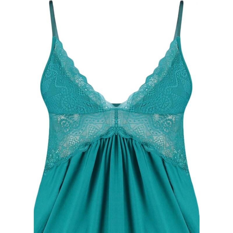 Trendyol Emerald Lace and Knitted Nightgown with Back Detail and a Slit