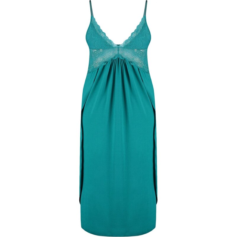 Trendyol Emerald Lace and Knitted Nightgown with Back Detail and a Slit