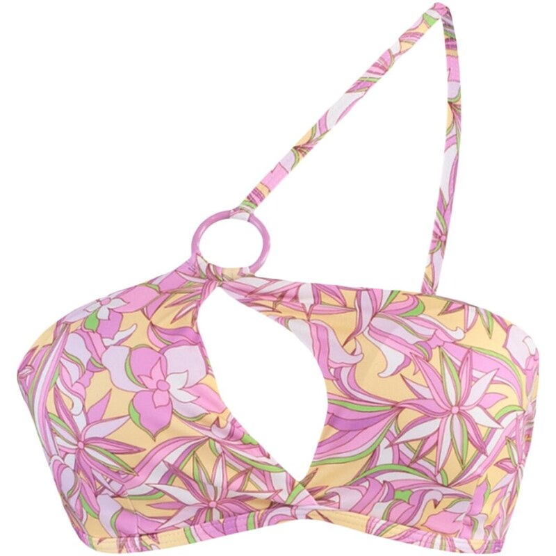 Trendyol Floral Print One-Shoulder Bikini Top With Cut Out/Window