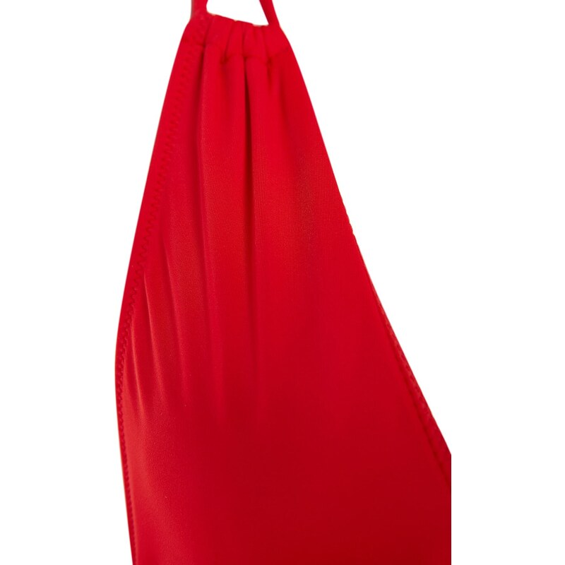Trendyol červené plavky s hlubokým výstřihem / oknem s pravidelnými nohavicemi