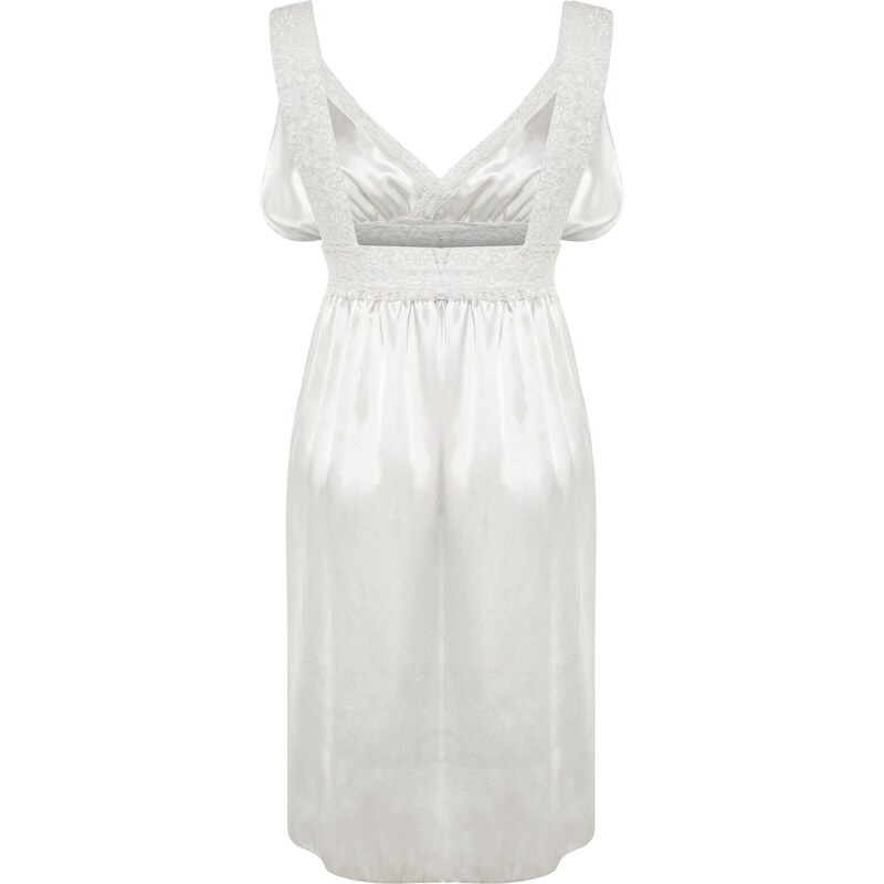 Trendyol Curve Weaving Lace Nightgown in Ecru Satin