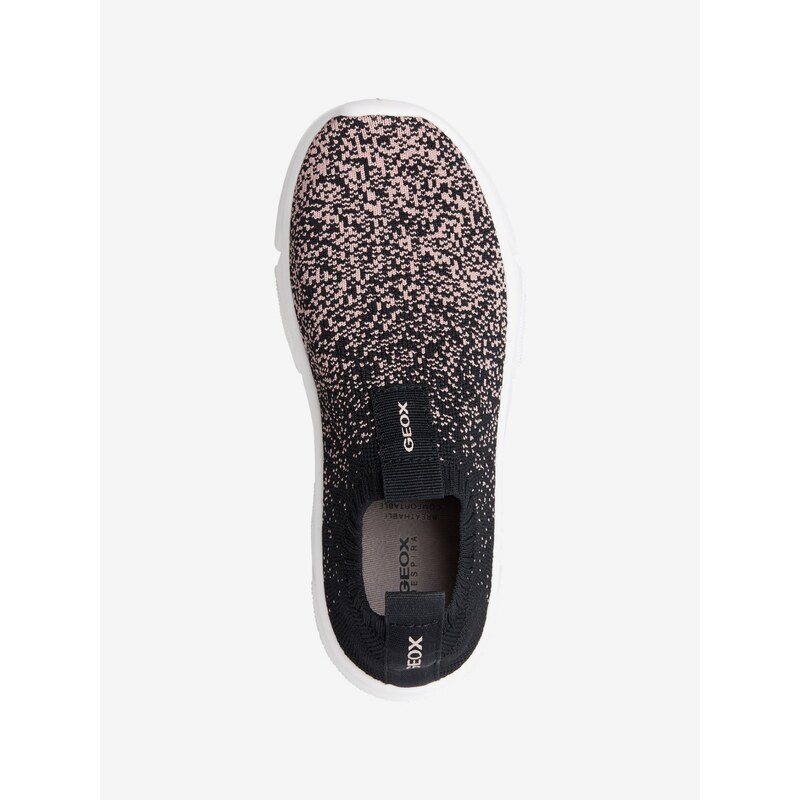 Růžovo-černé holčičí slip on tenisky Geox - Holky