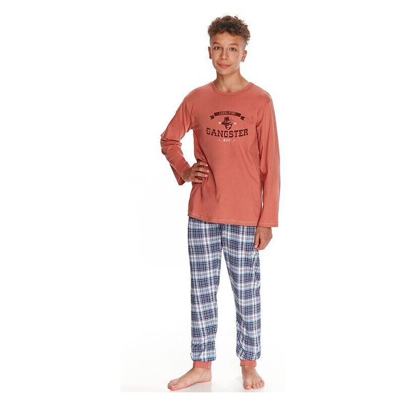 Taro Chlapecké pyžamo Enzo cihlové s potiskem