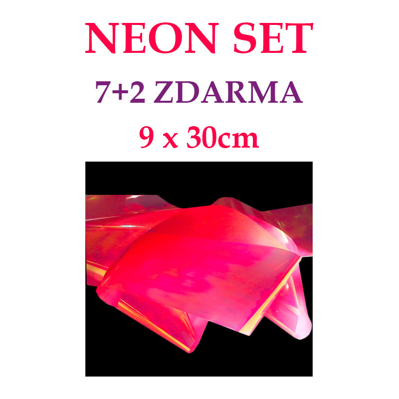 Sada Zdobicí fólie na nehty Neon Glass, 30cm - 7+2 ZDARMA