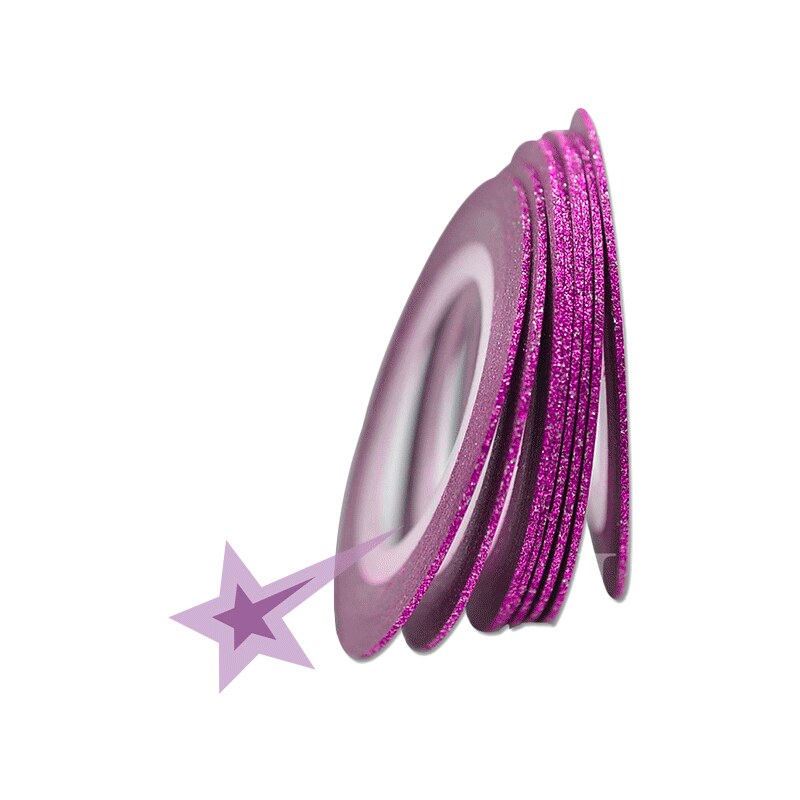 Samolepící zdobící páska na nehty sparkle růžová, 1mm