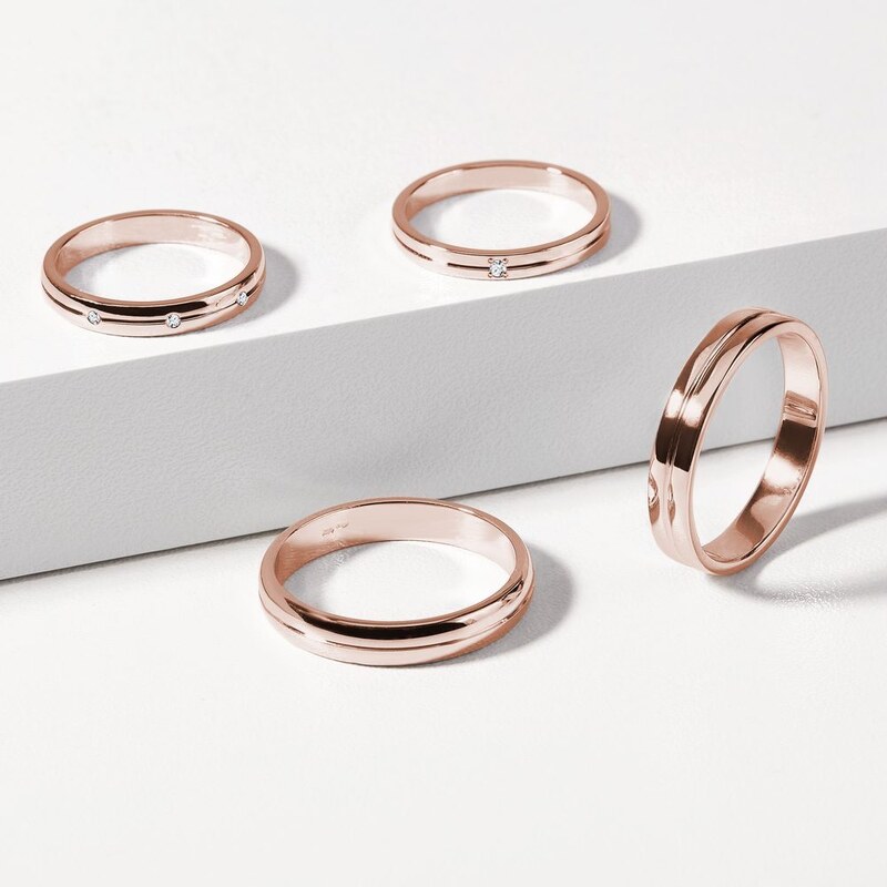Dámský snubní prsten z růžového zlata s diamanty KLENOTA X0904104L30