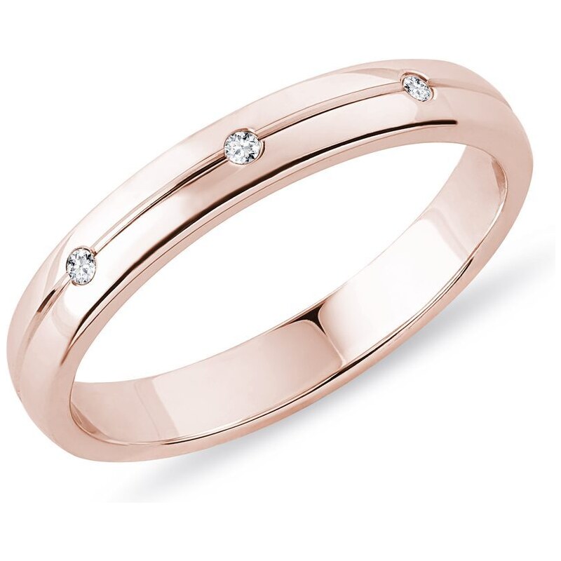 Dámský snubní prsten z růžového zlata s diamanty KLENOTA X0904104L30