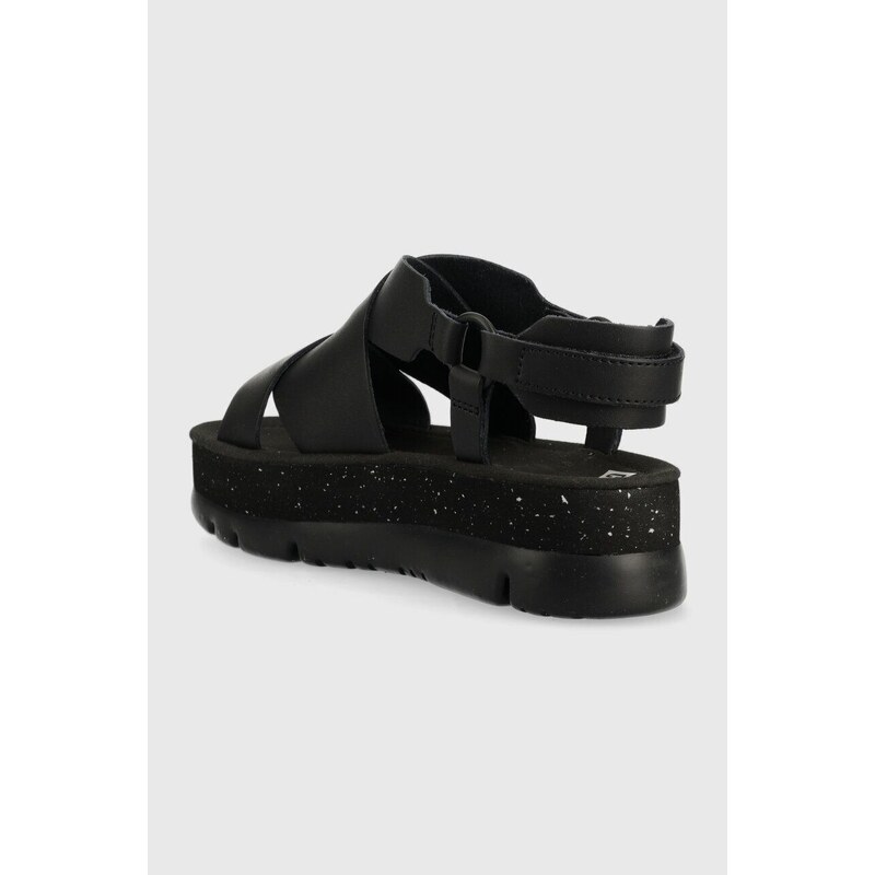 Kožené sandály Camper Oruga Up dámské, černá barva, na platformě, K201399.001
