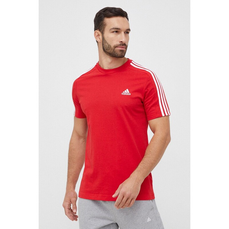 Bavlněné tričko adidas červená barva, IC9339