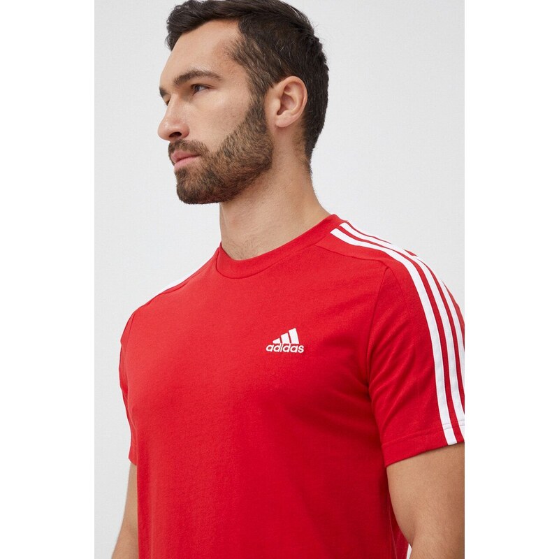 Bavlněné tričko adidas červená barva, IC9339