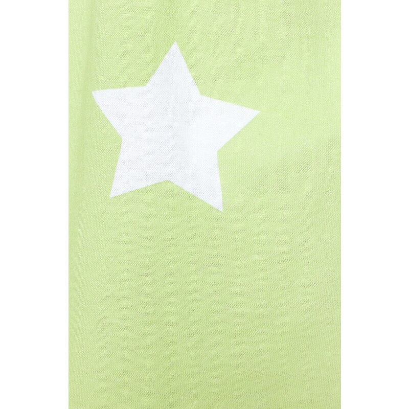 Trendyol Light Green 100% Cotton Star Patterned T-shirt-Shorts Knitted Pajamas Set