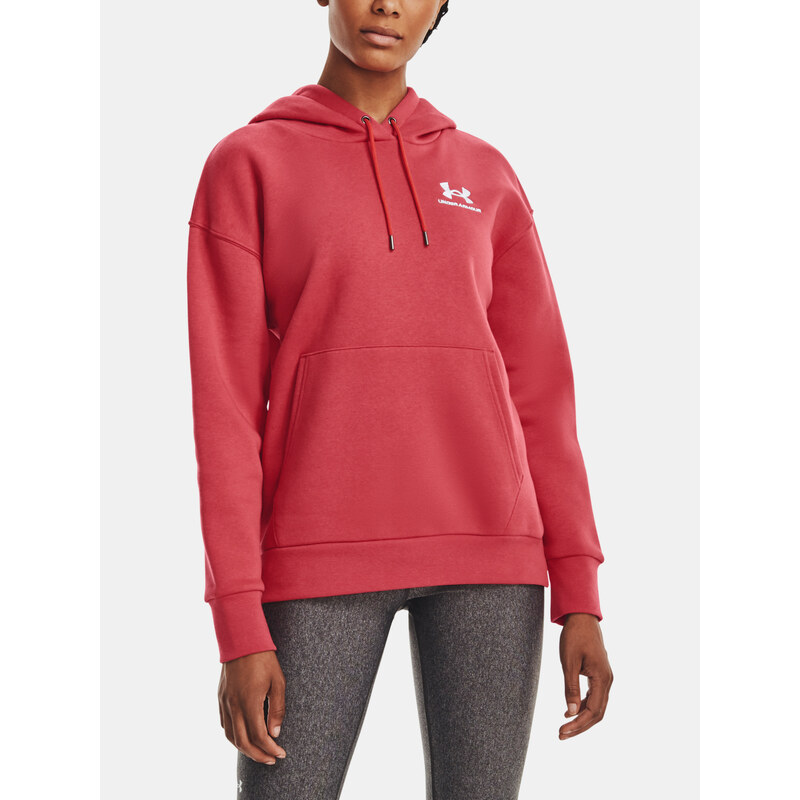 Under Armour MMikina Essential Fleece Hoodie-RED - Dámské 78482505