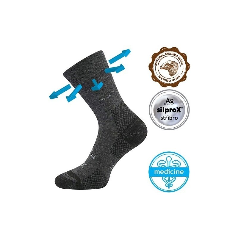 MENKAR sportovní vlněné ponožky VoXX světle šedá 39-42