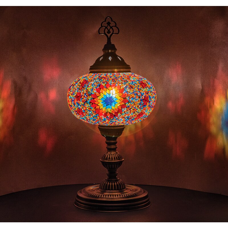Krásy Orientu Orientální skleněná mozaiková stolní lampa Isra - ø skla 24 cm