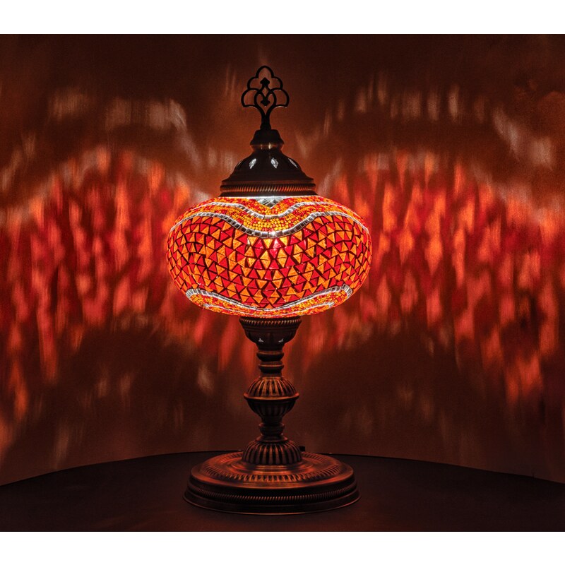 Krásy Orientu Orientální skleněná mozaiková stolní lampa Arzu - ø skla 24 cm