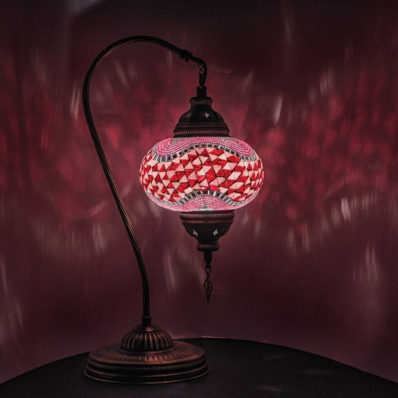 Krásy Orientu Orientální skleněná mozaiková stolní lampa Yara - Swan - ø skla 16 cm