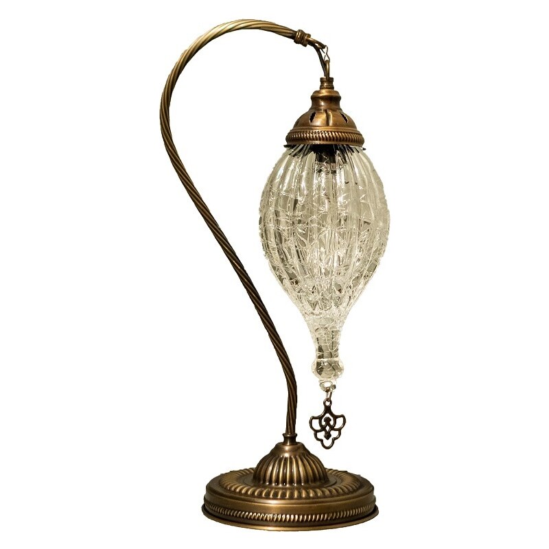 Krásy Orientu Skleněná lampa Damla - bílá - stolní