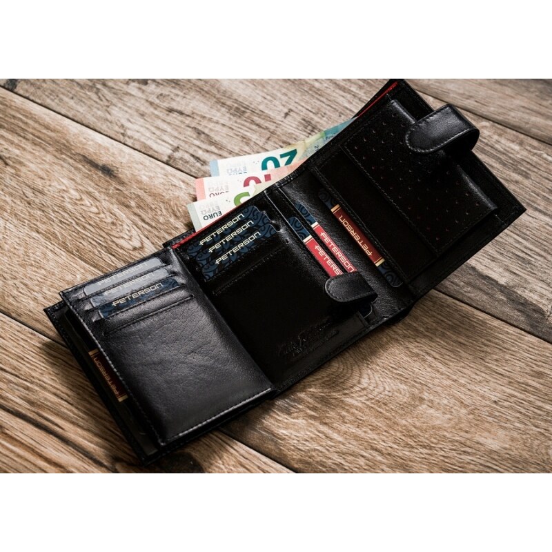 Peterson Černá pánská kožená peněženka s přezkou (GPPN323)