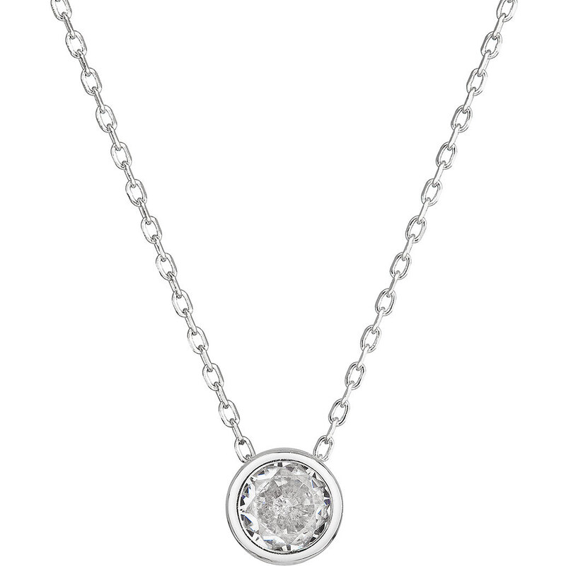 Stříbrný náhrdelník s čirým zirkonem 12052.1 crystal
