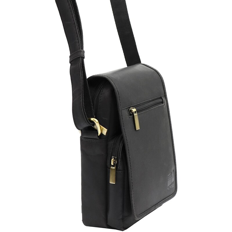 Pánská kožená taška přes rameno Nordee H2021 černá