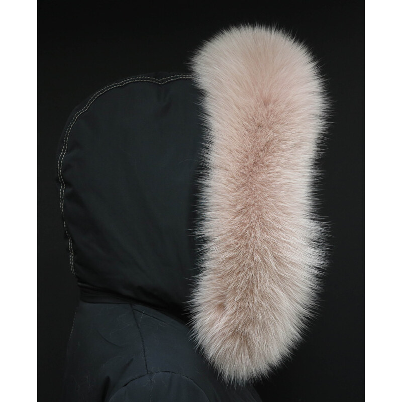 Špongr Kožešina na kapuci z polární lišky 7066 - růžová