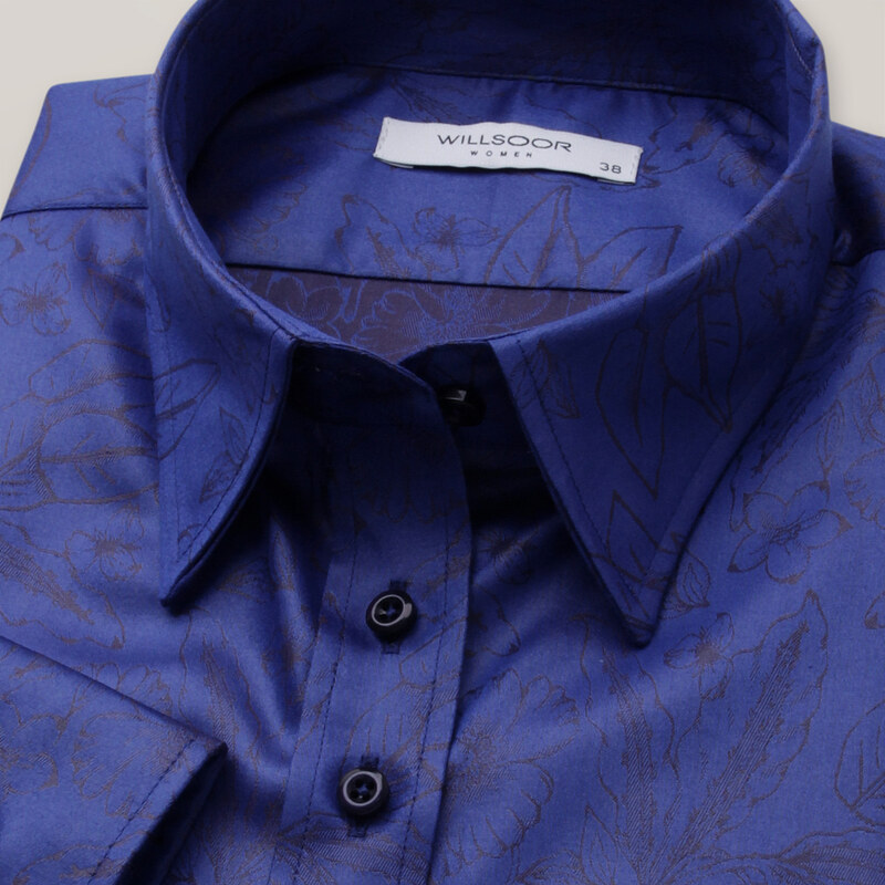 Willsoor Dámská košile tmavě modrá s hnědým květinovým vzorem 14788