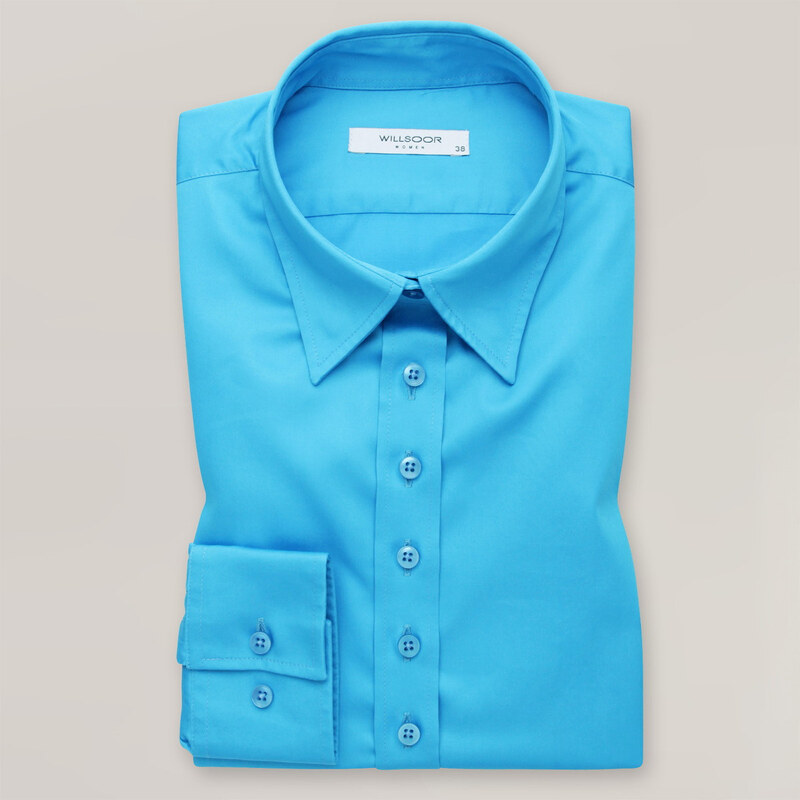Willsoor Dámská košile světle modrá s hladkým vzorem 14605
