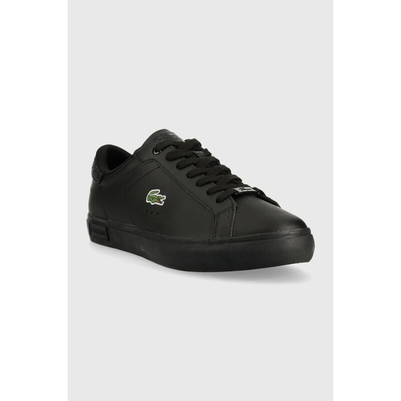 Kožené sneakers boty Lacoste POWERCOURT černá barva, 41SMA0030