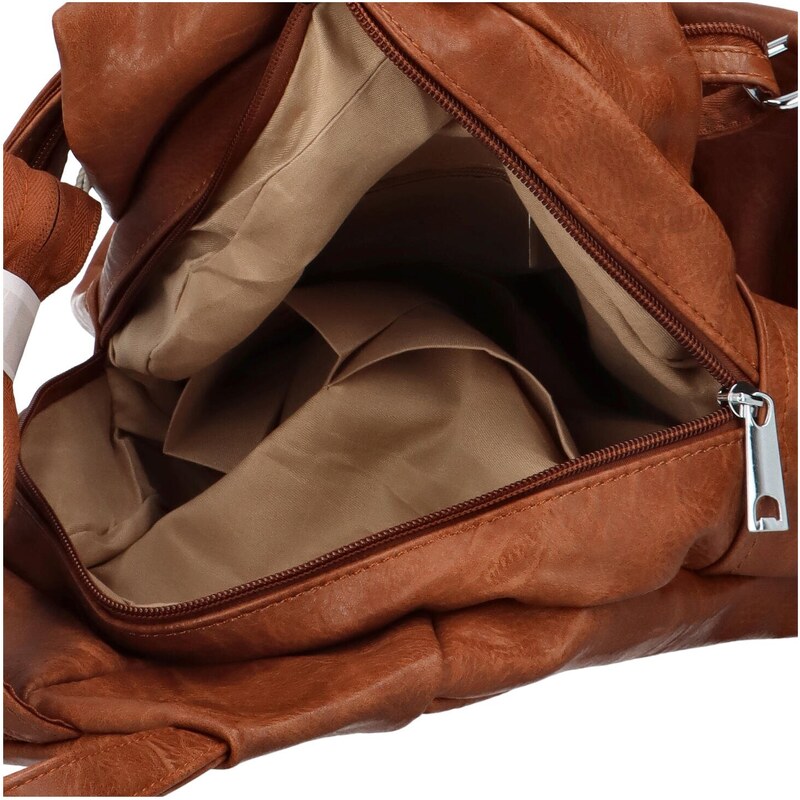 INT COMPANY Trendový dámský koženkový batůžek Taran, hnědá