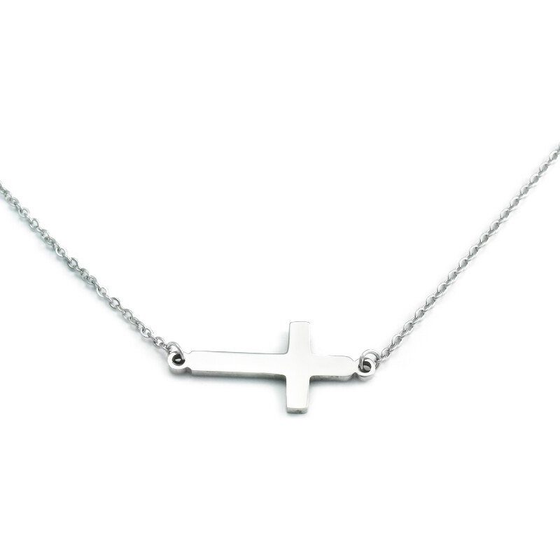 BM Jewellery Dámský řetízek s křížkem 2,8 cm - silver z chirurgické oceli S113224050