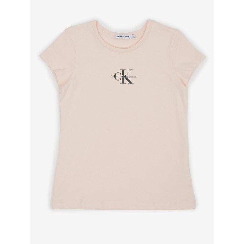 Světle růžové holčičí tričko Calvin Klein Jeans - Holky