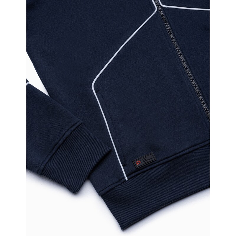 Ombre Clothing Pánská mikina na zip s kapucí - námořnická modrá V3 B1421