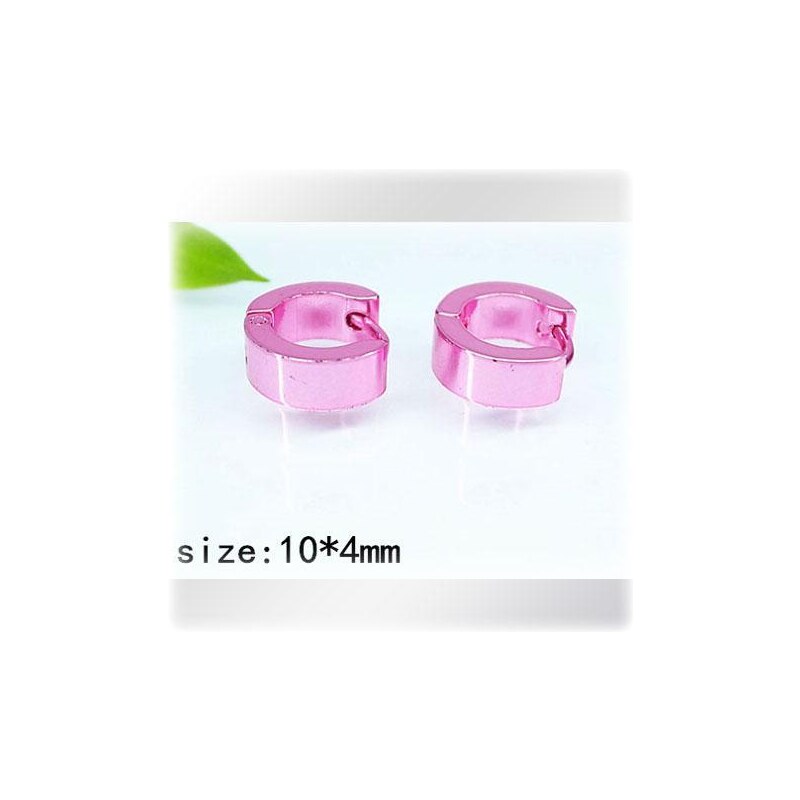 Malé růžové ocelové náušnice - Hmotnost: 2.4g, 10*4mm