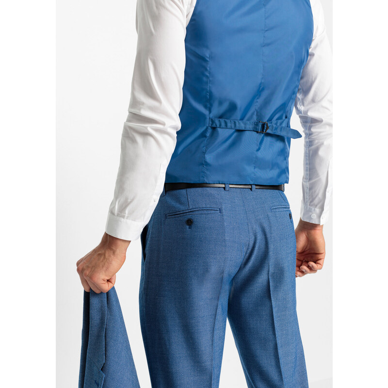 bonprix 3dílný oblek: sako, kalhoty, vesta Modrá