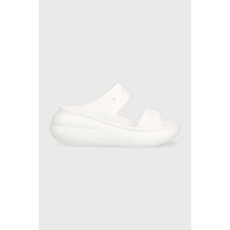 Pantofle Crocs CLASSIC CRUSH SANDAL dámské, bílá barva, na platformě, 207670, 207670.100-100