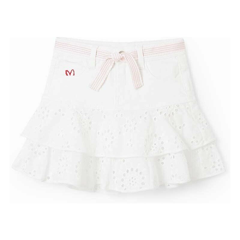 Dětská sukně Desigual bílá barva, mini, áčková