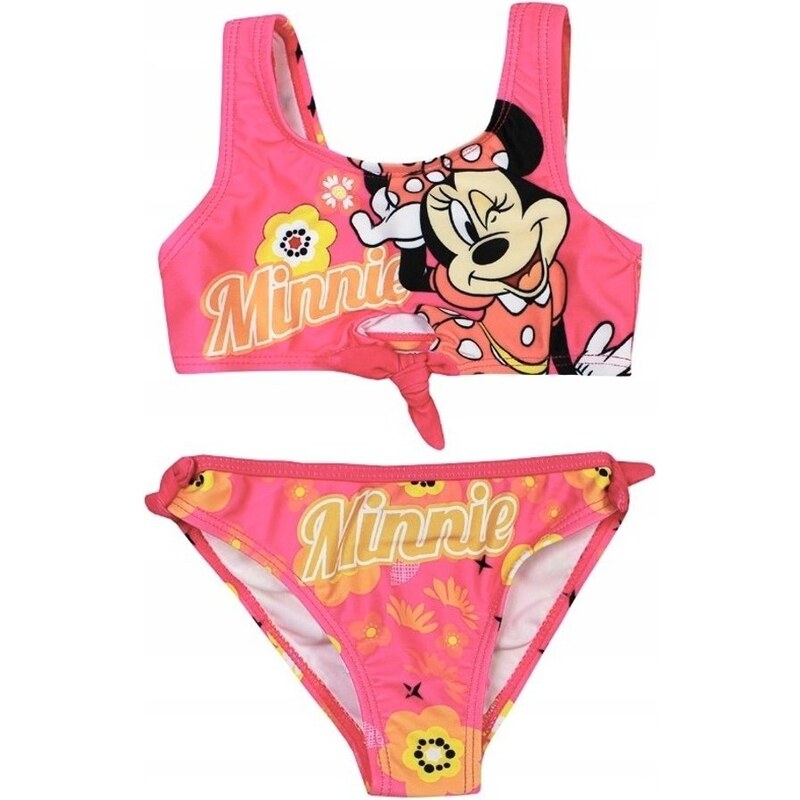 SunCity Dětské / dívčí dvoudílné plavky Minnie Mouse s květinami - Disney