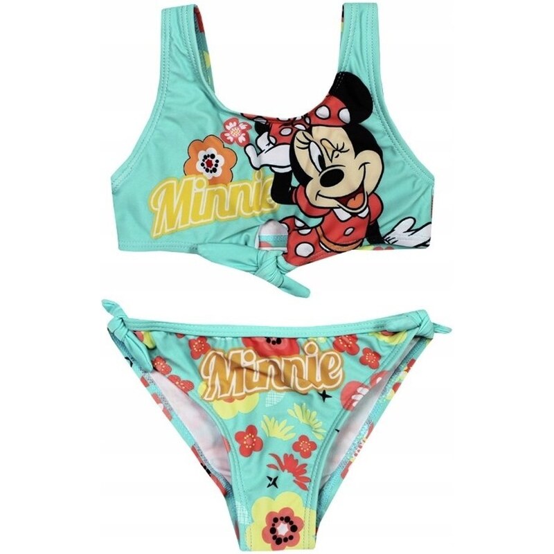 SunCity Dětské / dívčí dvoudílné plavky Minnie Mouse s květinami - Disney